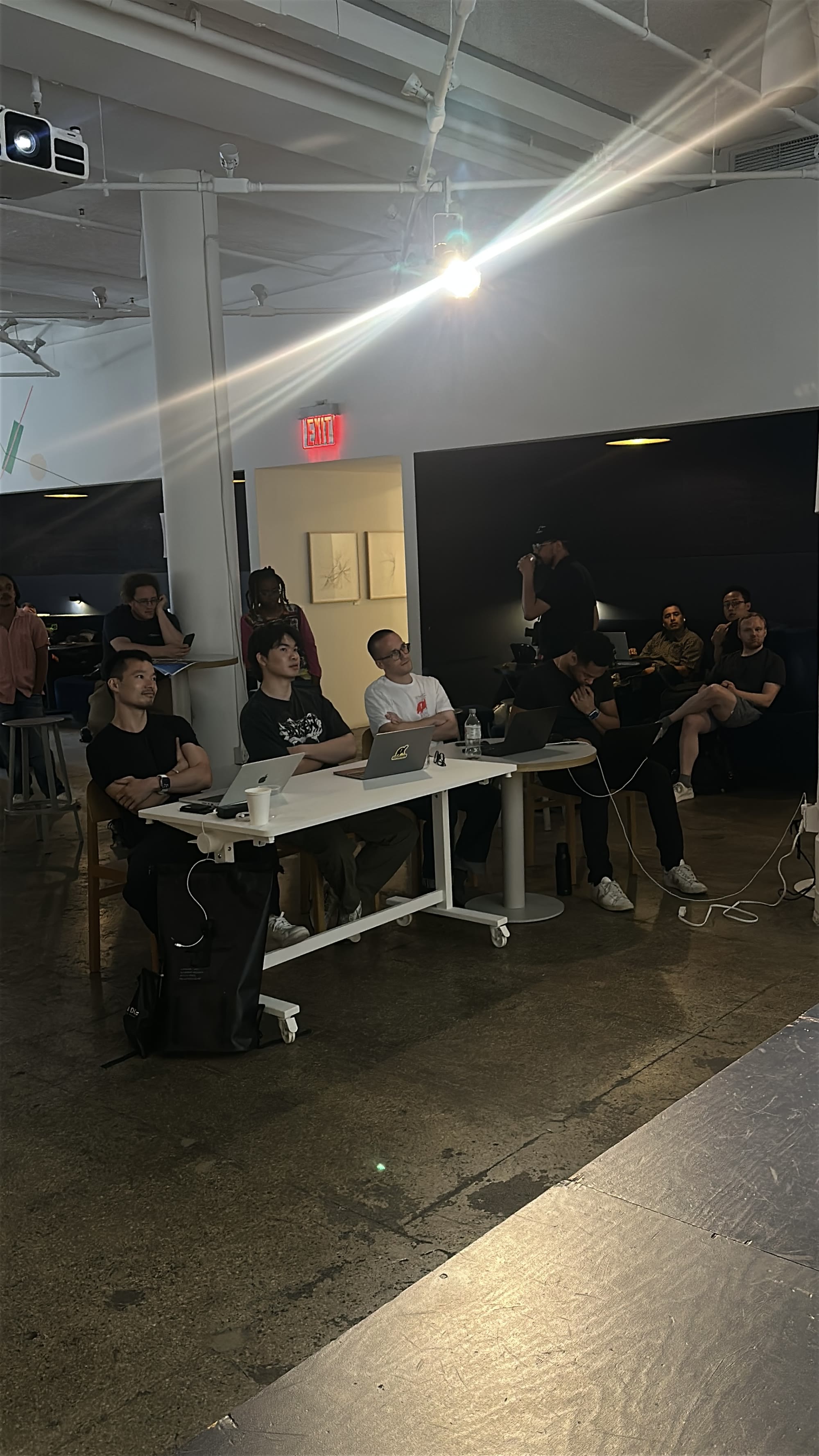 The room watching demos